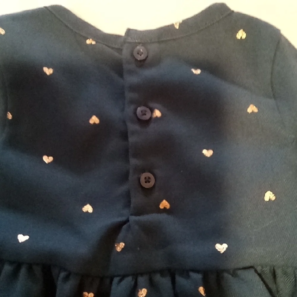Charming Green Kids Dress with Gold  Heart Accents,Size3M